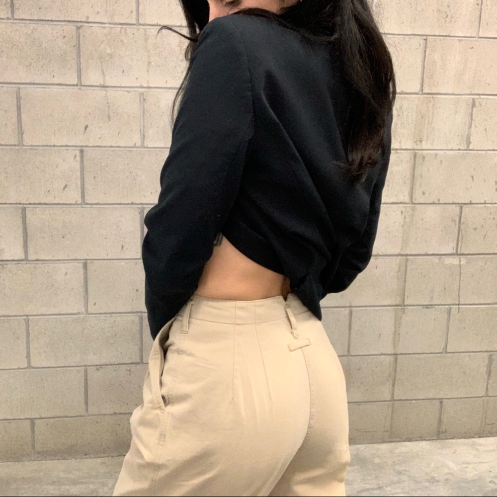 100% Cotton Cream Vintage Pleated Trousers